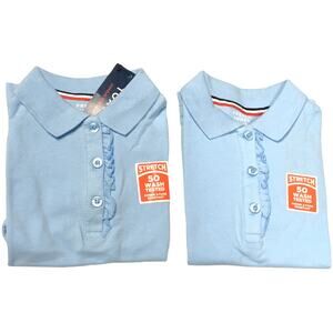 French Toast‎ Polo Shirt Ruffle Front Kids XS 4/5 Set of 2 School Uniform NEW